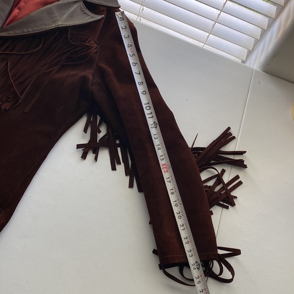 Vintage Lethar Suede Fringe Hippie Kantex Leather Jacket Size 40R - Picture 8 of 13